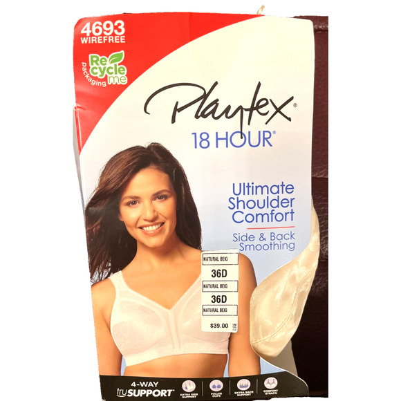 Platex 18 hour bra 36D ultimate shoulder comfort 4693 wire free Natural beige - Picture 2 of 5